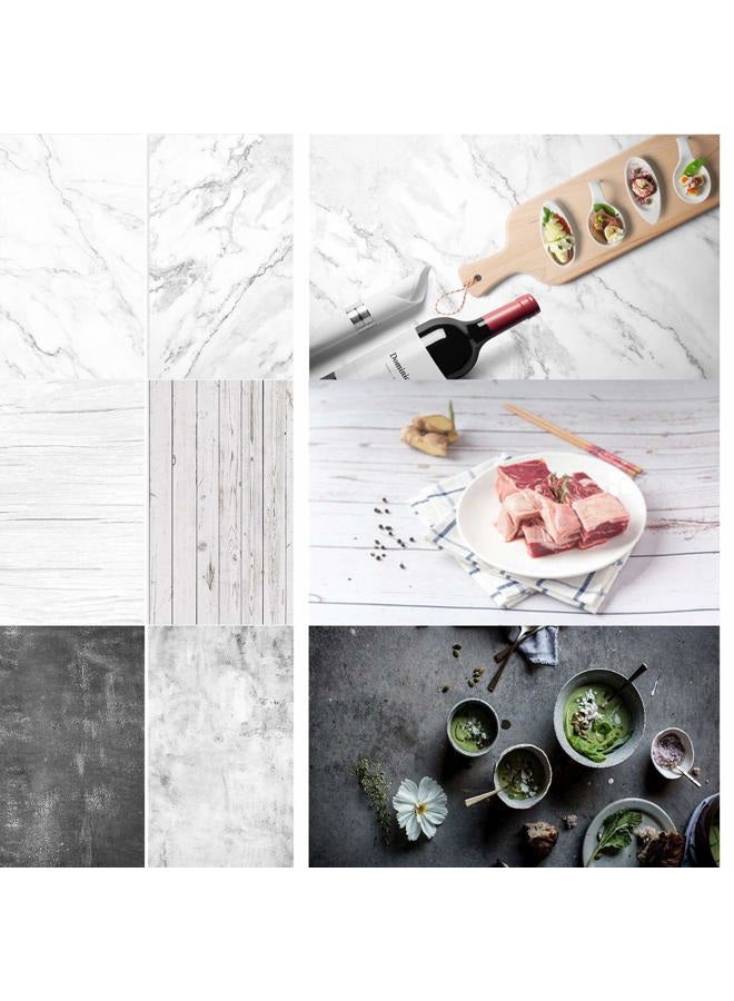 Meking 3pcs 34inx22in Photo Backdrops, Double Sided Marble Wood Cement Texture 2 in 1 Background Paper Photography Props for Flat Lay, Food Tabletop Product Fashion Ins Style Blog Photo Shooting - Image 1