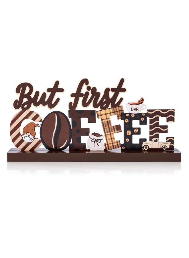 APUDWN Coffee Bar Decor Sign, Metal Rustic But First Coffee Table Sign for Cafe Station Accessories, Farmhouse Gnomes Cafe Shelf Accessories Tabletop for Home Kitchen Restaurants Office Decor - Image 1