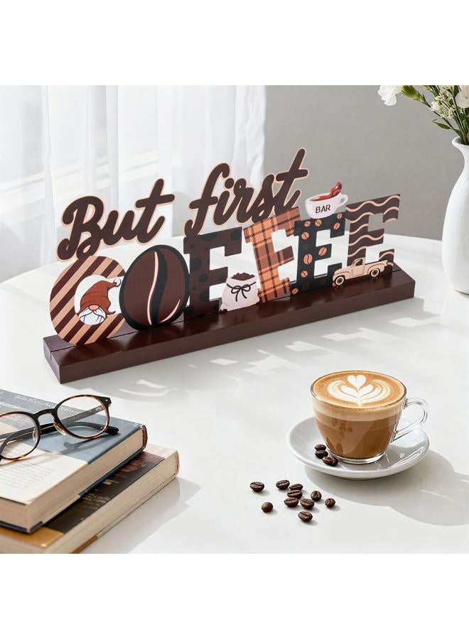 APUDWN Coffee Bar Decor Sign, Metal Rustic But First Coffee Table Sign for Cafe Station Accessories, Farmhouse Gnomes Cafe Shelf Accessories Tabletop for Home Kitchen Restaurants Office Decor - Image 4