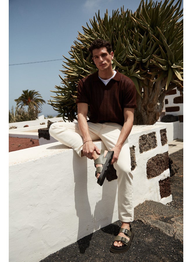 trendyol Regular Fit Tobacco Stitched Denim Jeans TMNAW22JE0189 - Image 3