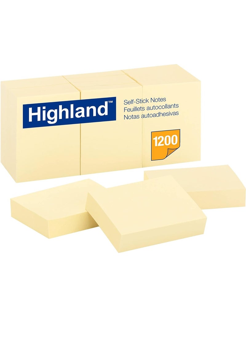 Highland 1200-Piece Sticky Notes 1.5x2 Inch Size Yellow 