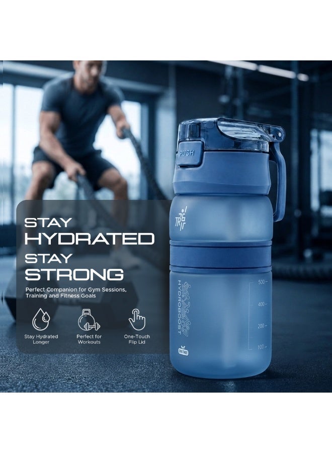TR6 زجاجة TR6 Hydra Boost Active Frosted سعة 550 مل خالية من مادة BPA مع شفاطة وغطاء قابل للقفل ومضاد للتسرب وخفيفة الوزن وأنيقة ومثالية للصالة الرياضية والعمل والمدرسة والاستخدام في الهواء الطلق (أزرق) - Image 4