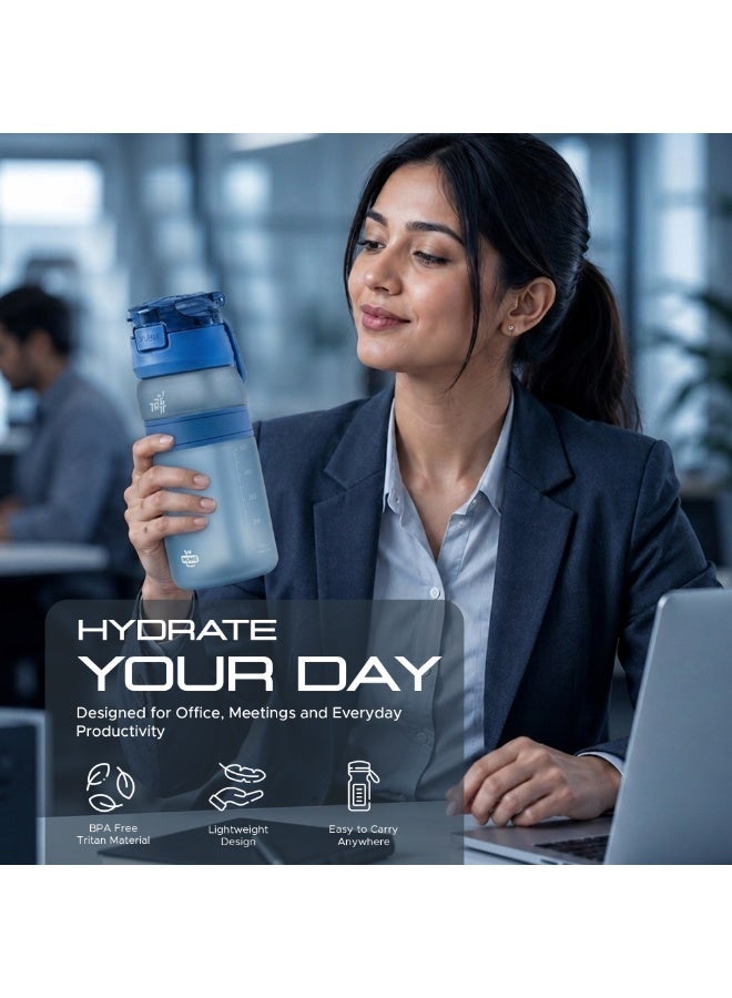 TR6 زجاجة TR6 Hydra Boost Active Frosted سعة 550 مل خالية من مادة BPA مع شفاطة وغطاء قابل للقفل ومضاد للتسرب وخفيفة الوزن وأنيقة ومثالية للصالة الرياضية والعمل والمدرسة والاستخدام في الهواء الطلق (أزرق) - Image 3