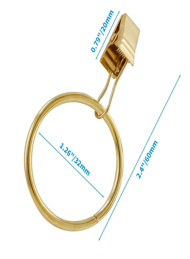 BokWin Pack of 40 Gold Metal Curtain Rings with Clips,1.26 Inch Interior Dimaeter Drapery Rings,Rustproof Curtain Clips for Window Curtain Rod - Image 4