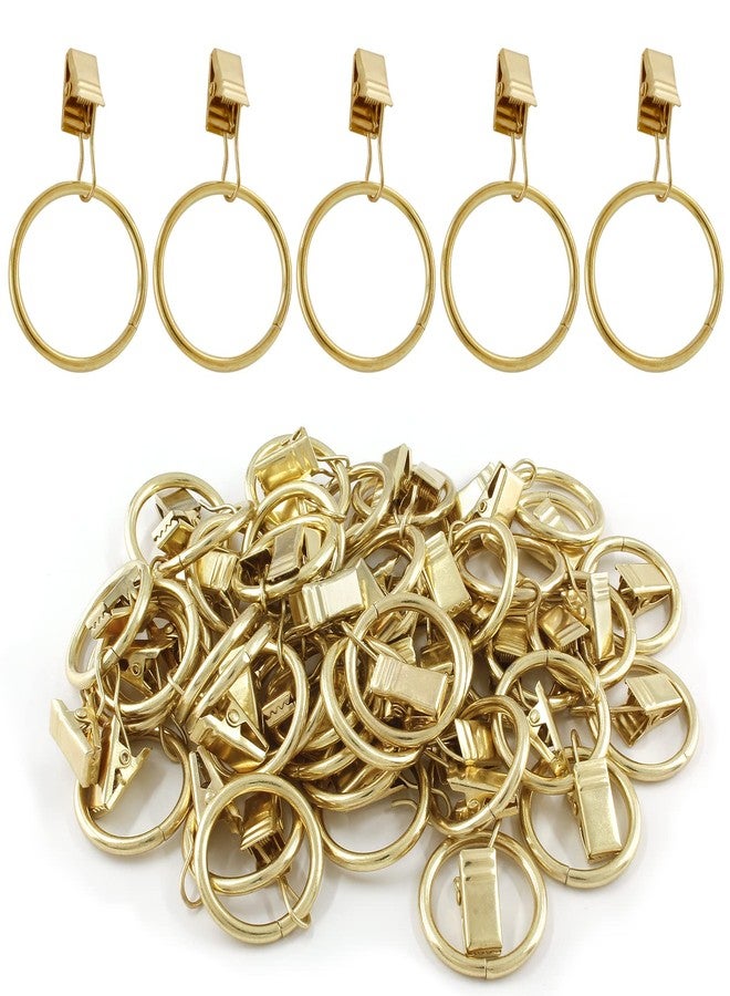 BokWin Pack of 40 Gold Metal Curtain Rings with Clips,1.26 Inch Interior Dimaeter Drapery Rings,Rustproof Curtain Clips for Window Curtain Rod - Image 1