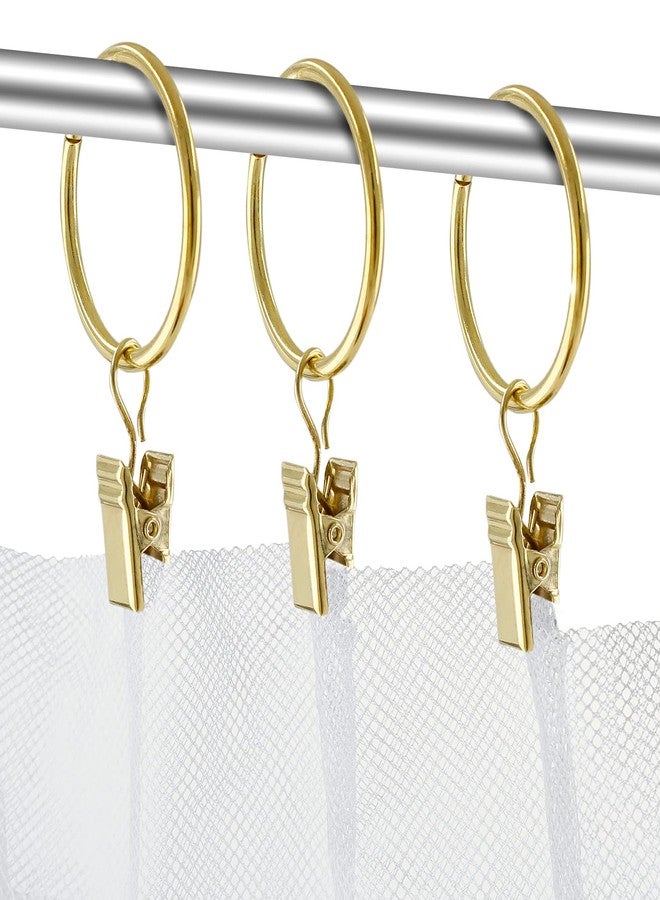 BokWin Pack of 40 Gold Metal Curtain Rings with Clips,1.26 Inch Interior Dimaeter Drapery Rings,Rustproof Curtain Clips for Window Curtain Rod - Image 5