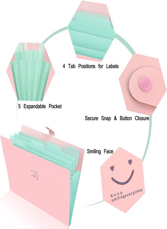 Corslet Cute File Folders for Documents | Document Folder | 5 Pocket Expanding File Folder File Organiser for Documents Accordion File Organizer, Letter Size, School Office Supplies - Image 4