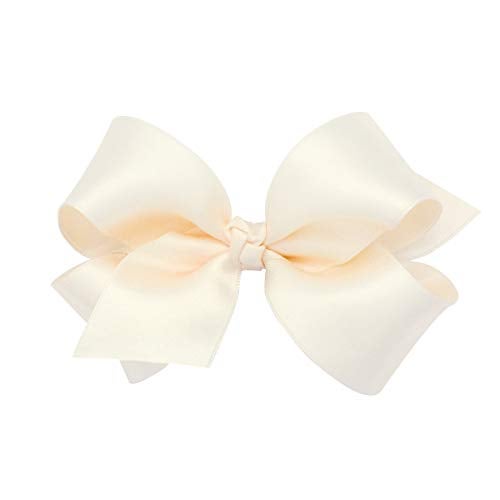 Wee Ones Girls French Satin Hair Bow with a Knot Wrap Center NoSlip Hair Clip Handmade Ecru Medium - Image 1