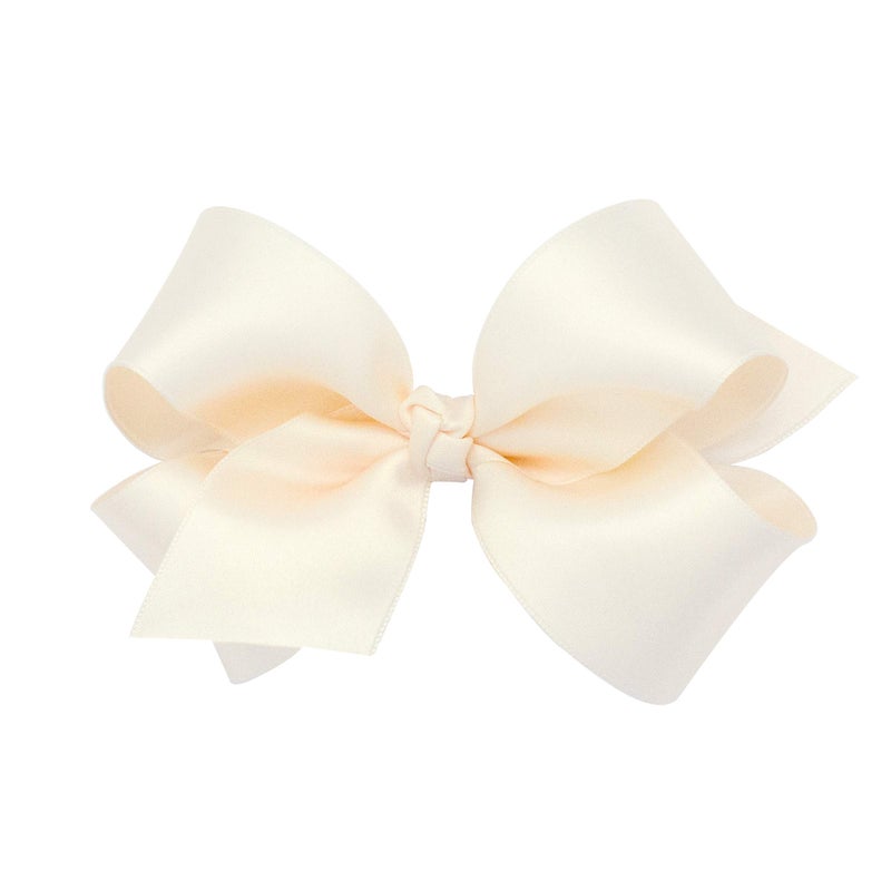 Wee Ones Girls French Satin Hair Bow with a Knot Wrap Center NoSlip Hair Clip Handmade Ecru Medium - Image 2