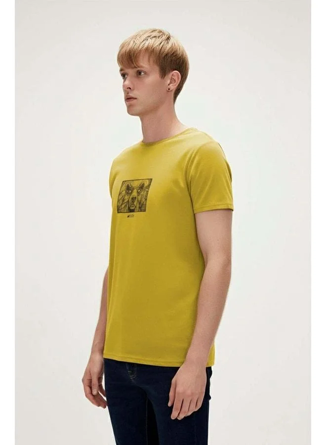 Bad Bear Wall Bear Yellow Men's Printed T‑shirt.