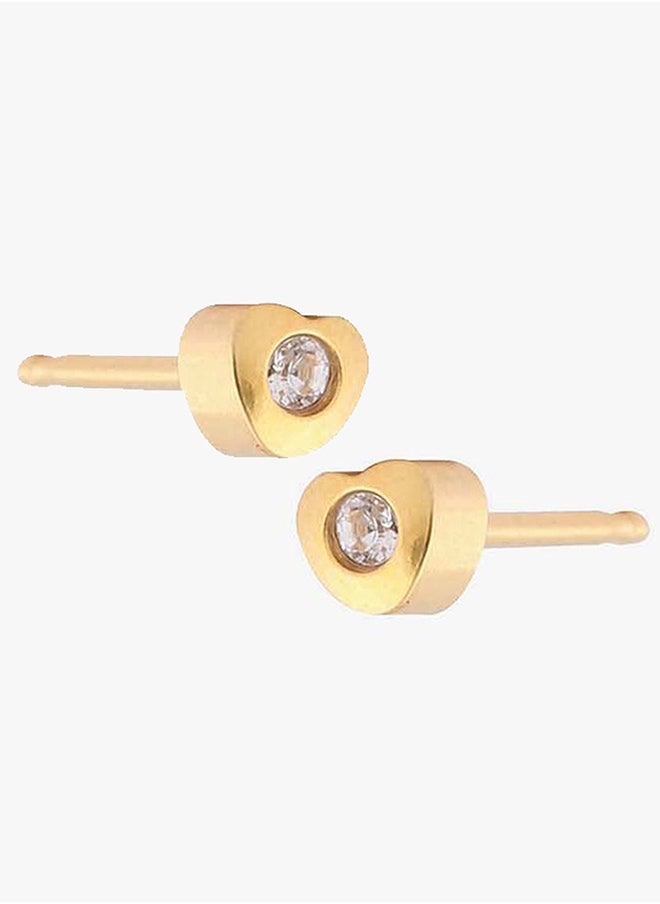 Studex - 3MM Heart-Lite With Crystal 24K Pure Gold Plated Ear Studs - Image 1
