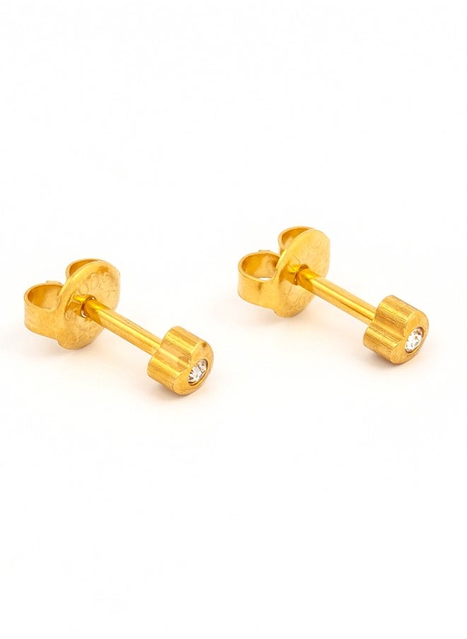 Studex - 3MM Heart-Lite With Crystal 24K Pure Gold Plated Ear Studs - Image 1
