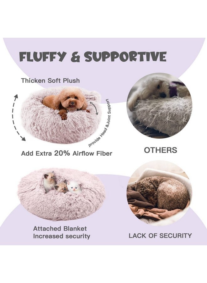هايماكس أسرّة للكلاب الصغيرة، سرير للكلاب على شكل دونات مع بطانية مرفقة، سرير مهدئ للكلاب قابل للغسل (20 بوصة/26 بوصة/35 بوصة) بيج - Image 5