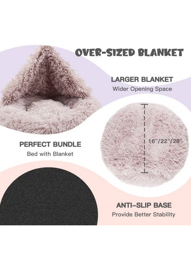 هايماكس أسرّة للكلاب الصغيرة، سرير للكلاب على شكل دونات مع بطانية مرفقة، سرير مهدئ للكلاب قابل للغسل (20 بوصة/26 بوصة/35 بوصة) بيج - Image 3