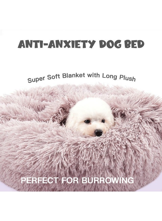 هايماكس أسرّة للكلاب الصغيرة، سرير للكلاب على شكل دونات مع بطانية مرفقة، سرير مهدئ للكلاب قابل للغسل (20 بوصة/26 بوصة/35 بوصة) بيج - Image 2