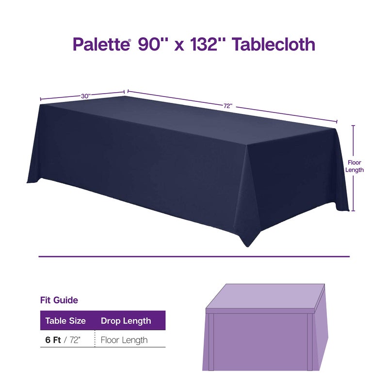 Gee Di Moda Rectangle Tablecloth - 90 x 132 Inch Lavender Table Cloth for 6 Foot Table with Floor-Length Drop - Heavy Duty Washable Fabric - 6 Ft Buffet Table  Holiday Party  Wedding & Baby Shower - Image 3