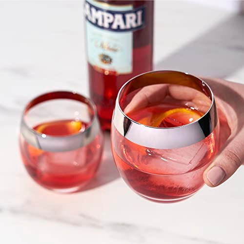 Viski Irving Chrome Rim Crystal Lowball Tumblers Set of 2 - Premium Crystal Clear Cocktail Glass Gold Rimmed Glassware, Stylish Lowball Whiskey Glass Gift Set, 9 oz - Image 5