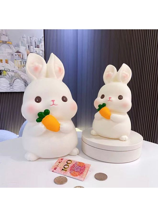 Generic Piggy Bank Note Coin Dual-purpose Bunny Can't Get In 2023 Piggy Bank Boys Day Gift Women-Color:Glutinous Rice Rabbit [white] About 1300 Coins-Dimensions:Only Deposit Not Take  - Image 2