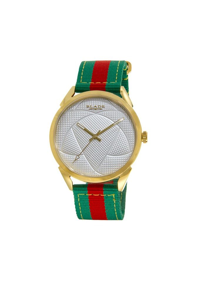 بلايد BLADE Retro Fútbol Green-Red 3697GGW6I SS & Nylon 3-Hands Unisex Watch - Image 1