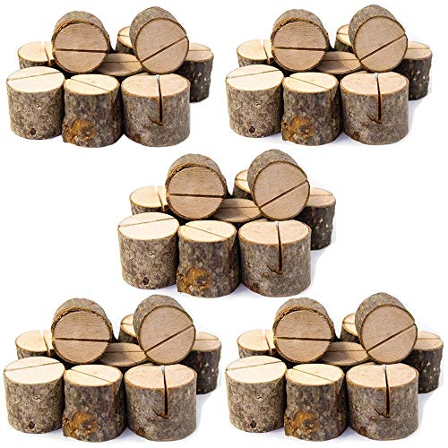 Senover Rustic Wood Table Numbers Holder Wood Place Card Holder Party Wedding Table Name Card Holder Memo Note Card (50pcs) - Image 1