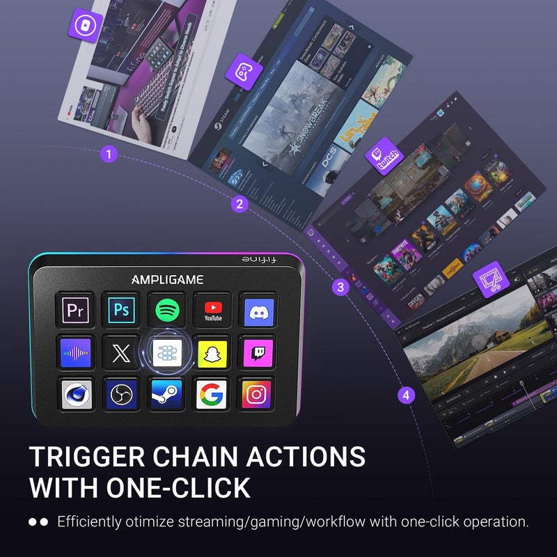 جهاز تحكم البث Fifine AmpliGame مع 15 مفتاح ماكرو، لوحة مفاتيح البث مع إجراءات الزناد في OBS/Twitch/YouTube/Streamlabs، لوحة أزرار الاختصارات تعمل مع Mac و PC-D6 - Image 2