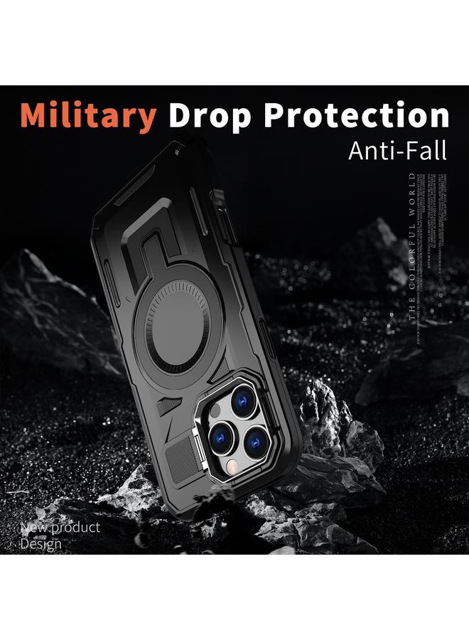 S-TOP Case For iPhone 13 Pro Max Shield Hollow Frame Holder MagSafe Phone Case - Image 5