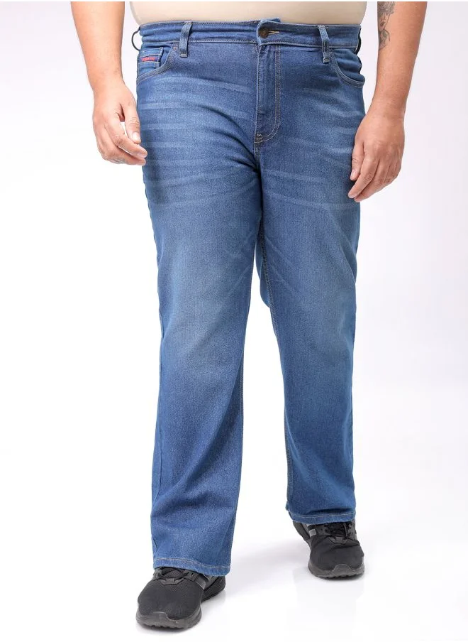 هاردسودا Men Plus Size Bootcut Solid Mid-Rise Stretchable Jeans
