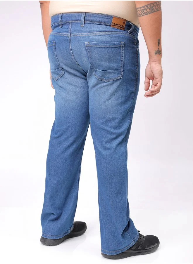 هاردسودا Men Plus Size Bootcut Solid Mid-Rise Stretchable Jeans