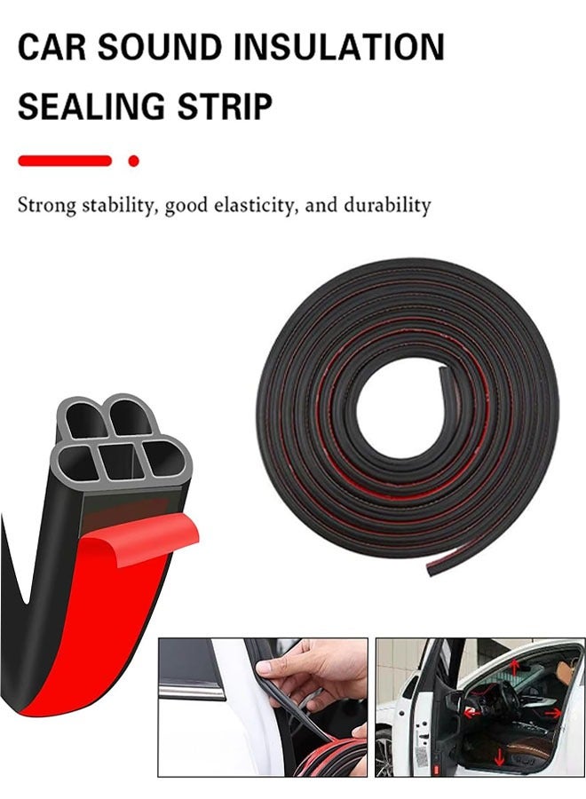 Generic Car Door Seal Strip Universal Self Adhesive Automotive Weather Stripping, Double Layer 5-Hole Car Door Soundproofing Strip, Rubber Seal Strip for Cars Trucks SUVs RVs (32.8 Feet Long)  - Image 5
