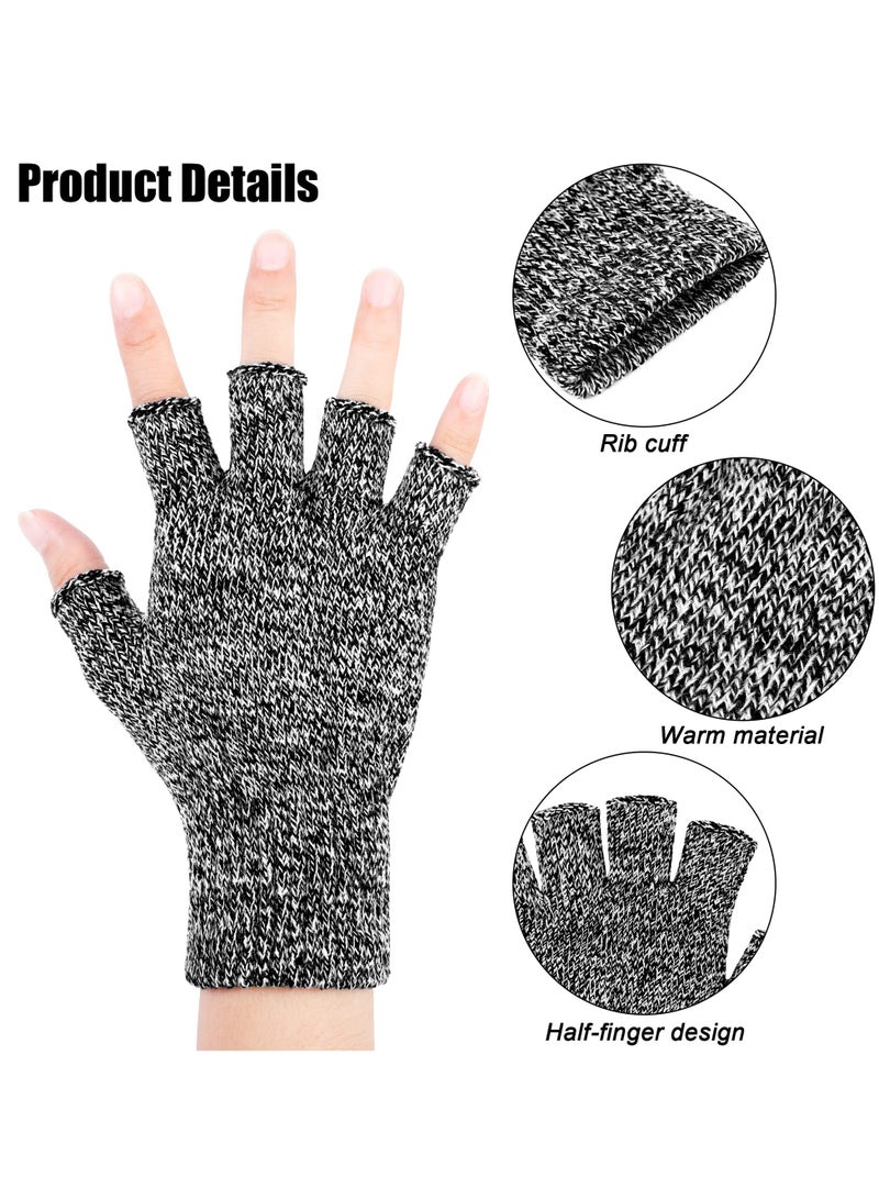 2 Pairs Unisex Warm Half Finger Gloves, Winter Fingerless Gloves (L for Adults) - Image 3