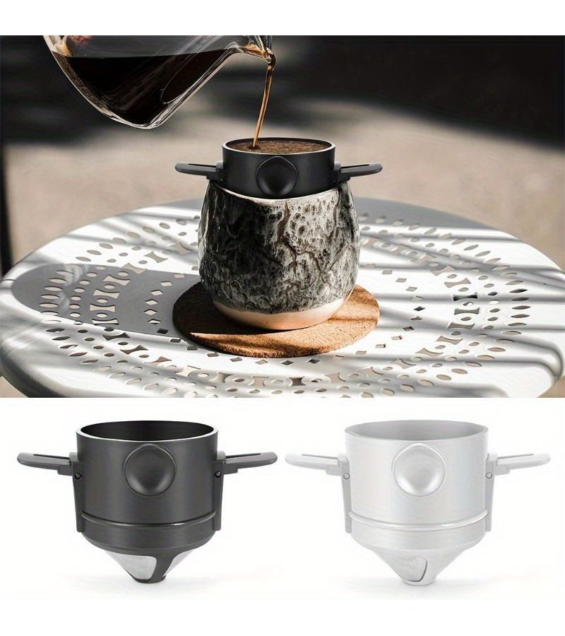 Black 304 Stainless Steel Portable Foldable Coffee Filter for Hand Pour Over Brewing Home Travel - Image 2