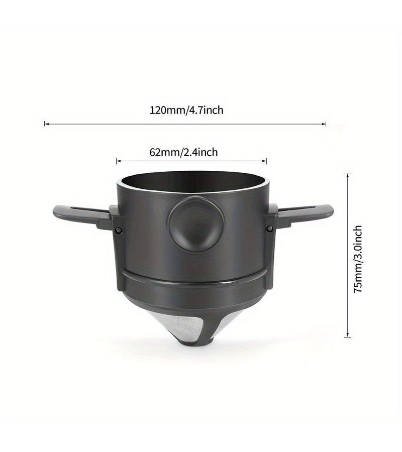 Black 304 Stainless Steel Portable Foldable Coffee Filter for Hand Pour Over Brewing Home Travel - Image 5