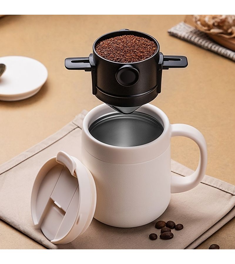 Black 304 Stainless Steel Portable Foldable Coffee Filter for Hand Pour Over Brewing Home Travel - Image 1