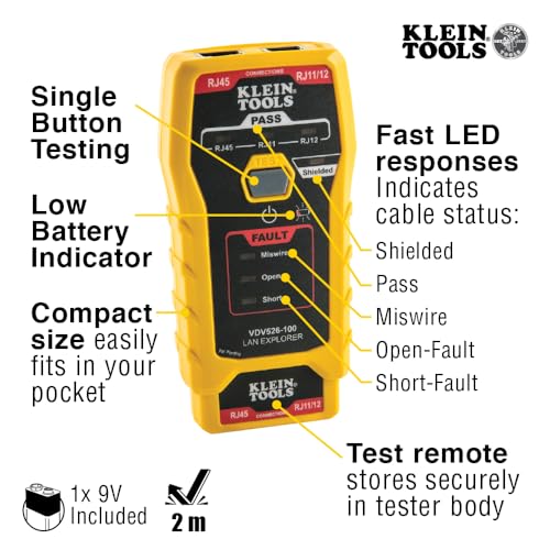Klein Tools VDV526-100 Network LAN Cable Tester, VDV Tester, LAN Explorer with Remote - Image 2