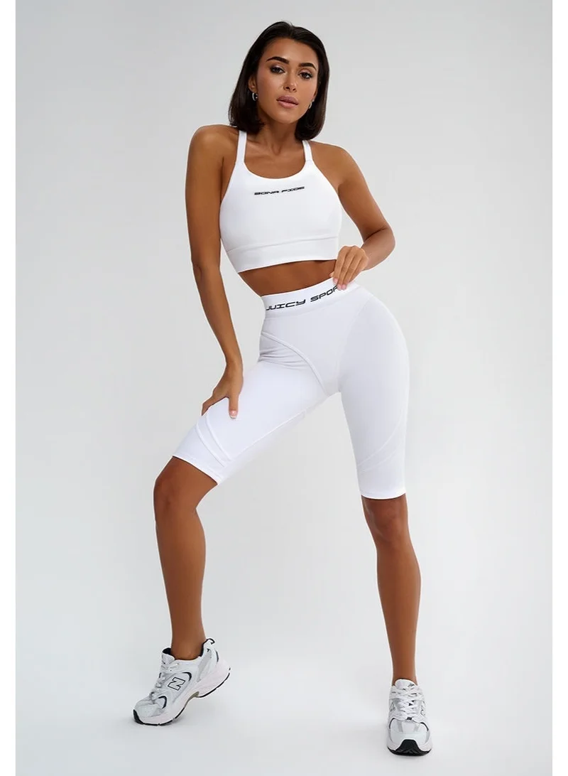 Bona Fide Bona Cycling Extra push Up Juicy White Bona Fide Premium Quality High Waist Biker Shorts for Women with Push Up - Womens Lifting Shorts for Gym, Workout for Women | Best Price UAE