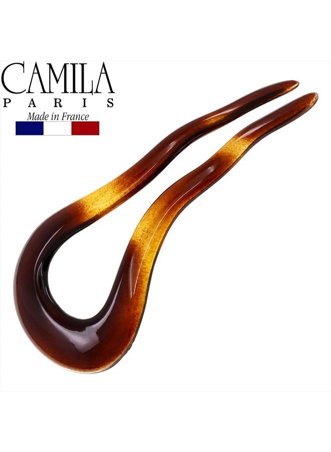 CAMILA Paris CP2639 French Twist Stick Clip Pins, Tortoise Shell, Wavy Hair Pin U-Shaped Hair Fork for Girls Spiral Updo, Fashion Flexible Durable Styling Hair Accessories for Women, Made in France - Image 4