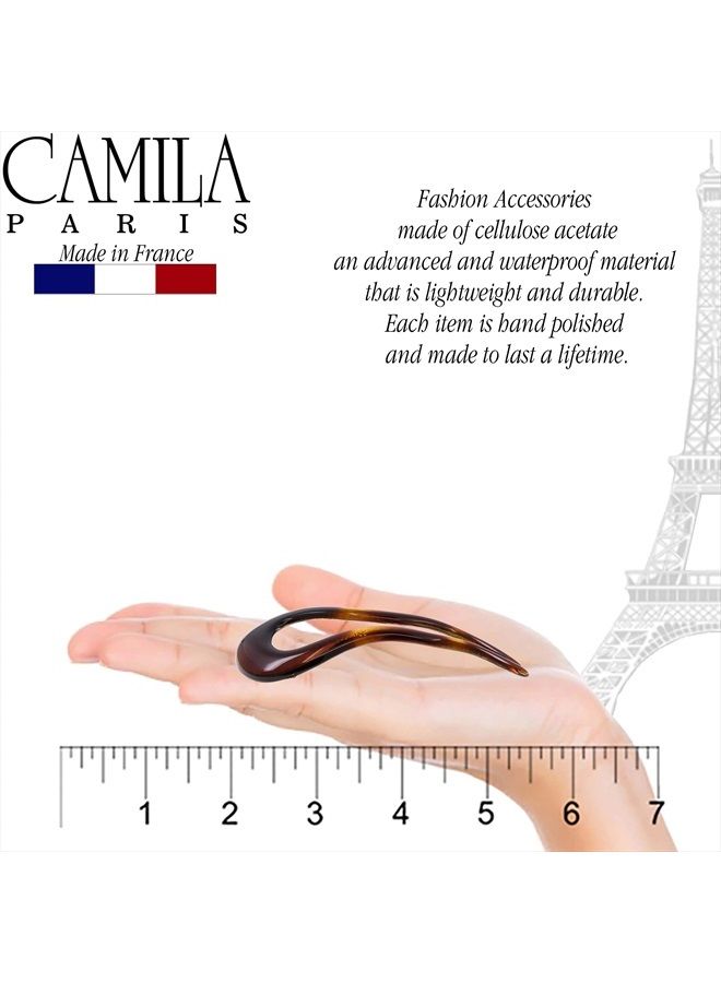 CAMILA Paris CP2639 French Twist Stick Clip Pins, Tortoise Shell, Wavy Hair Pin U-Shaped Hair Fork for Girls Spiral Updo, Fashion Flexible Durable Styling Hair Accessories for Women, Made in France - Image 3