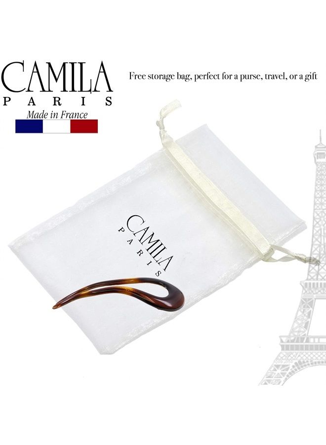 CAMILA Paris CP2639 French Twist Stick Clip Pins, Tortoise Shell, Wavy Hair Pin U-Shaped Hair Fork for Girls Spiral Updo, Fashion Flexible Durable Styling Hair Accessories for Women, Made in France - Image 5