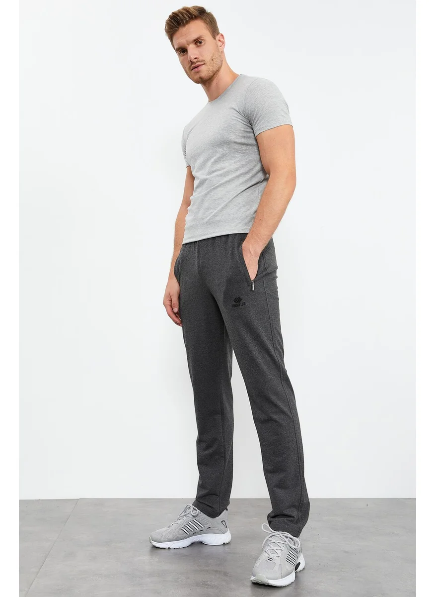 تومي لايف Anthracite Melange Men's Zipper Pocket Slim Fit Classic Leg Tracksuit Bottom-84669