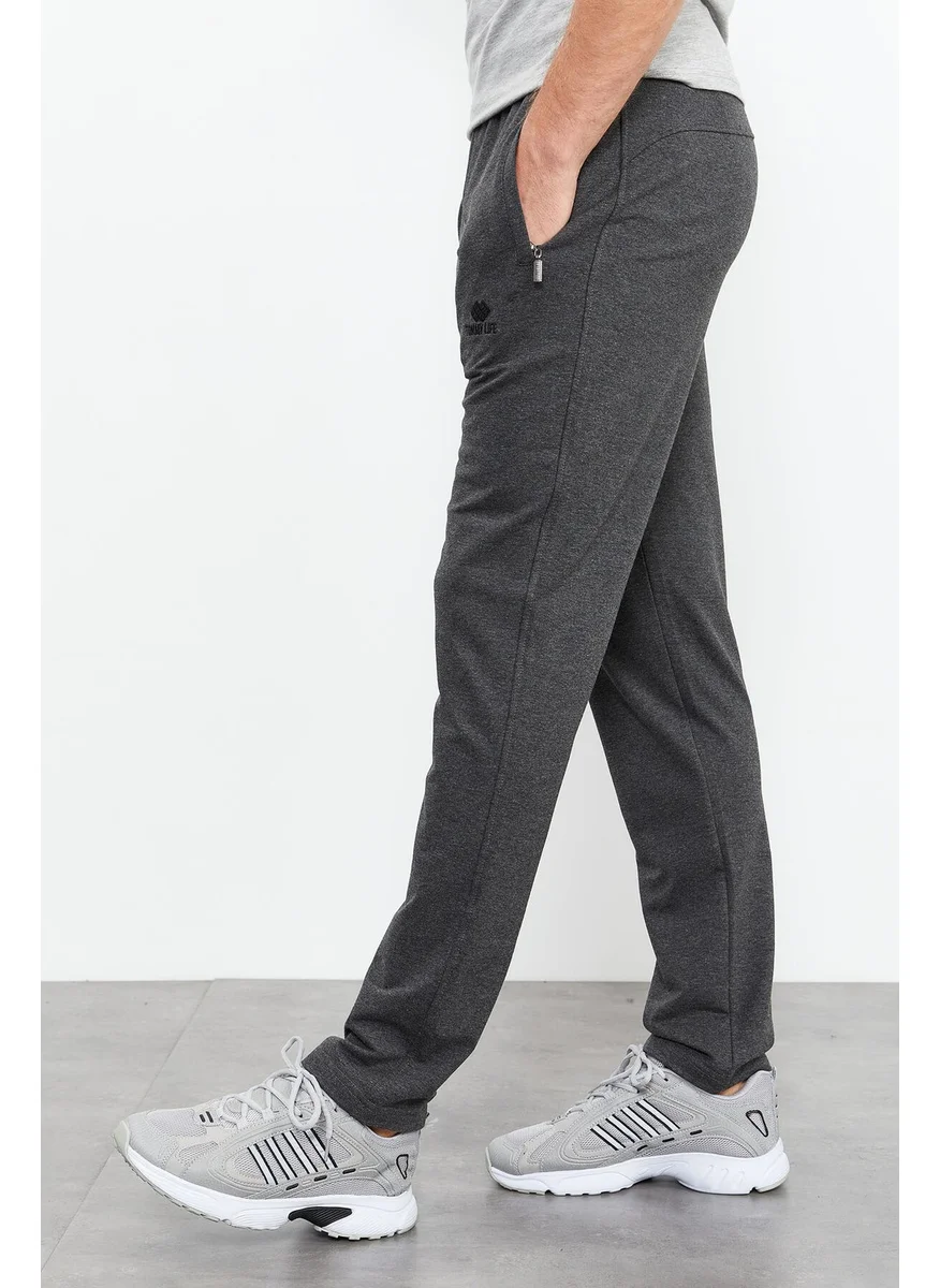 تومي لايف Anthracite Melange Men's Zipper Pocket Slim Fit Classic Leg Tracksuit Bottom-84669