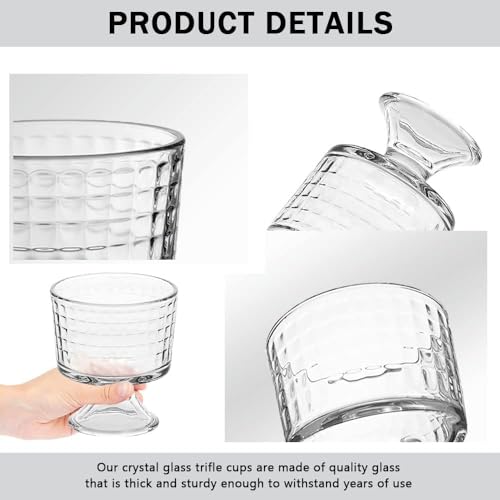 bellemax 300ML Ice Cream Glasses Cups Dishes for Desserts, Milkshake,Fruit and Pudding Glass Serving Bowls, Perfect for Home, Restaurants and Parties Dishwasher Safe (Set of 6) (BX-01) - Image 3