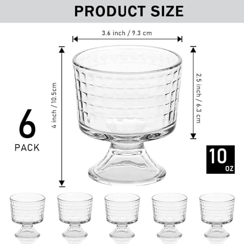 bellemax 300ML Ice Cream Glasses Cups Dishes for Desserts, Milkshake,Fruit and Pudding Glass Serving Bowls, Perfect for Home, Restaurants and Parties Dishwasher Safe (Set of 6) (BX-01) - Image 4