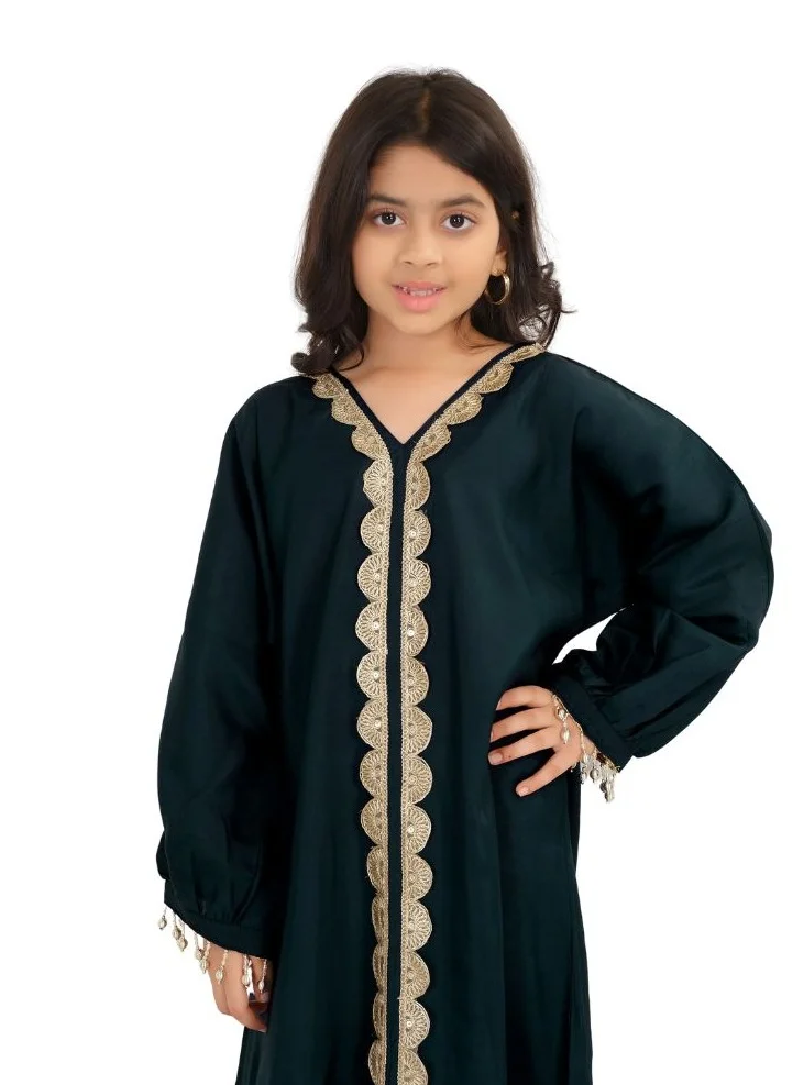 Artemea SOFT SHINY SATIN FINISH SEQUINS EMBROIDERED JALABIYA