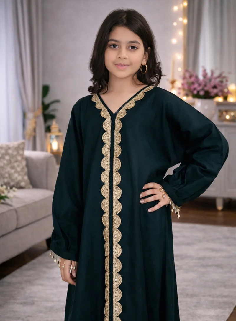 Artemea SOFT SHINY SATIN FINISH SEQUINS EMBROIDERED JALABIYA