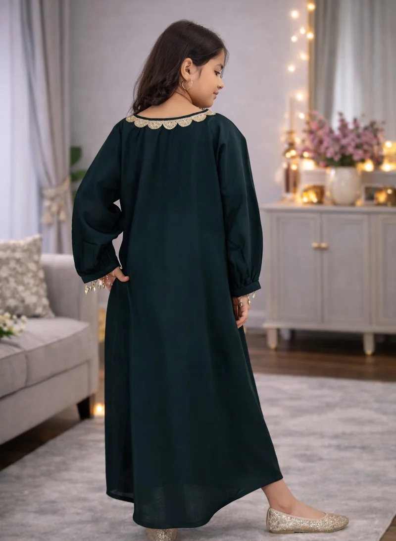 Artemea  SOFT SHINY SATIN FINISH SEQUINS EMBROIDERED JALABIYA for Women | Best Price UAE