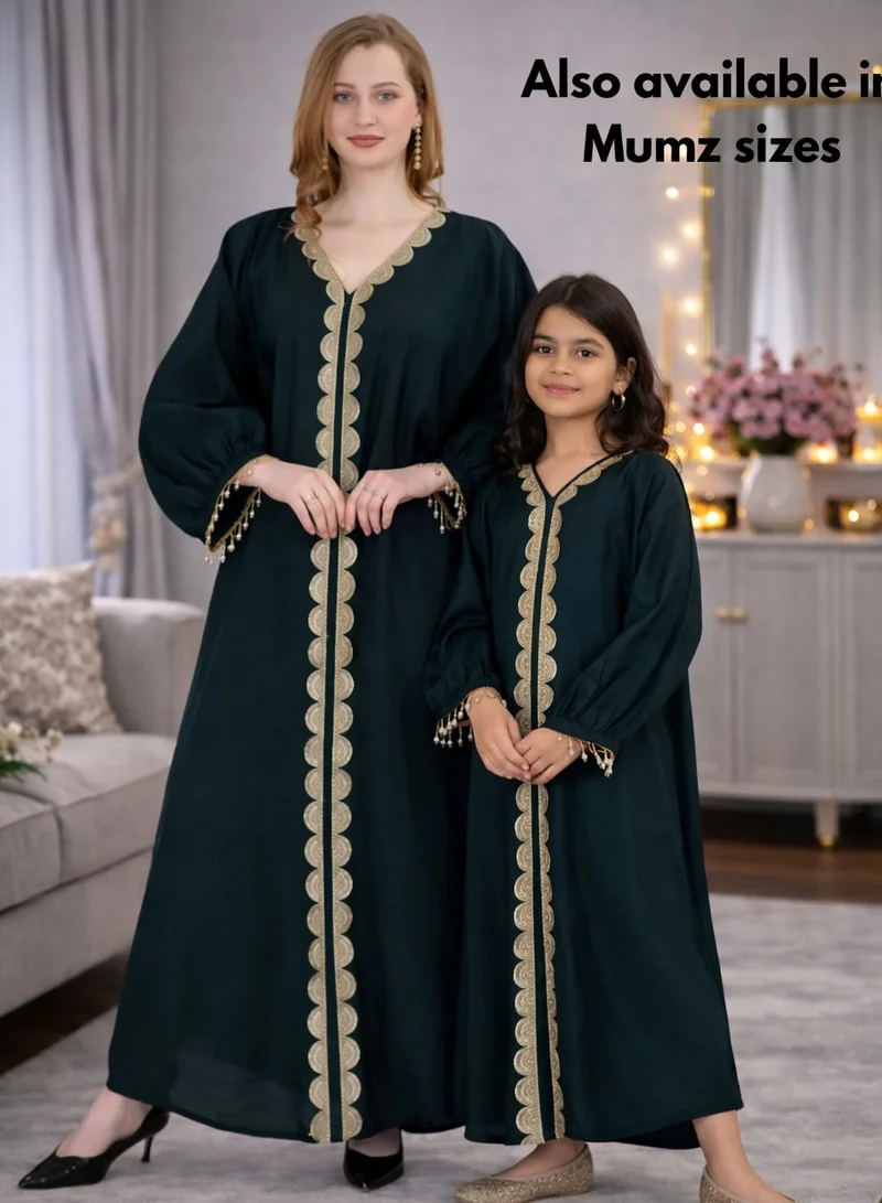 Artemea  SOFT SHINY SATIN FINISH SEQUINS EMBROIDERED JALABIYA for Women | Best Price UAE