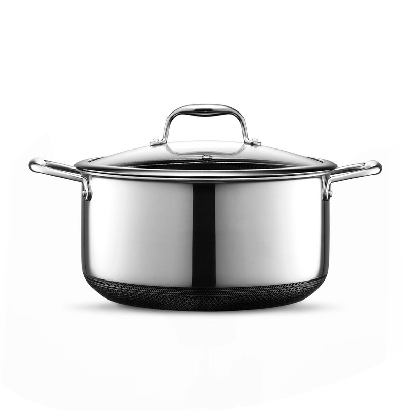 HexClad HexClad Hybrid Nonstick Dutch Oven, 5-Quart, Stainless Steel Lid, Dishwasher-Friendly and Oven-Safe Up to 900°F, Induction Ready, Compatible with All Cooktops  - Image 3