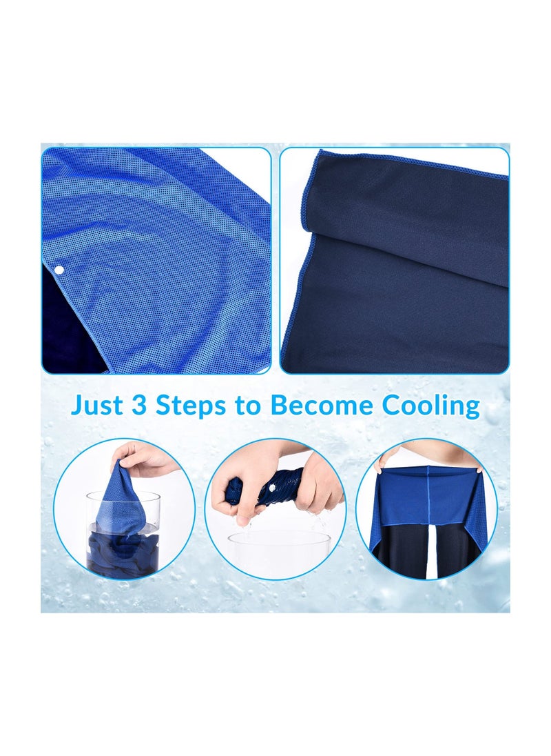 Cooling Hoodie Towels for Hot Weather - UPF 50+ Sun Protection for Head & Neck, Instant Cool Sweat Rags for Gym, Running, Beach & Theme Parks (25"x12") - 2 Pack (Black & Royal Blue)  - Image 5