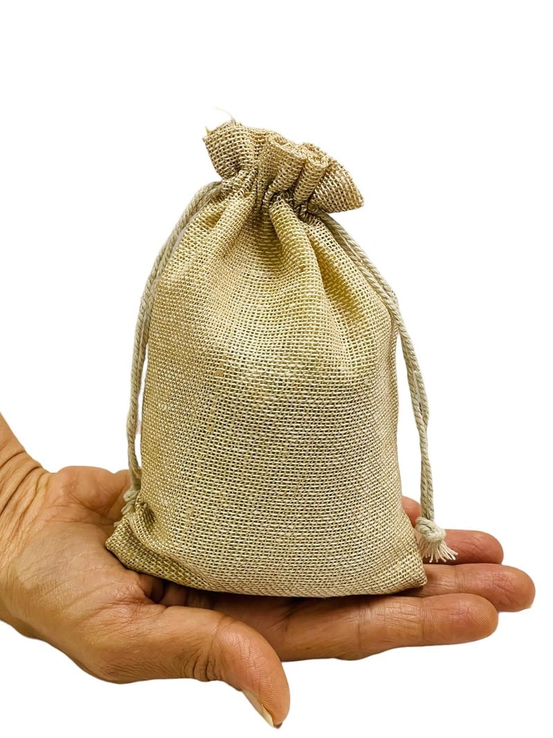 Krisah Cotton Jute Potli Gift Bags, Pack of 25, for Jewellery, Chocolates, Cookies Packing (Beige, 4X6) - Image 3