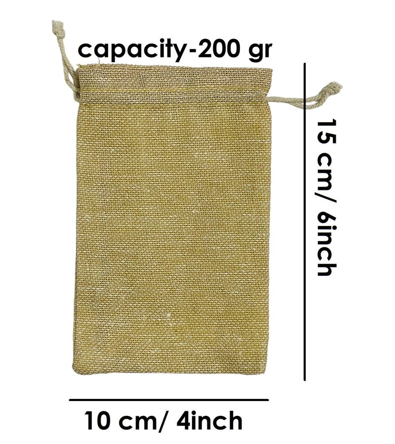 Krisah Cotton Jute Potli Gift Bags, Pack of 25, for Jewellery, Chocolates, Cookies Packing (Beige, 4X6) - Image 4